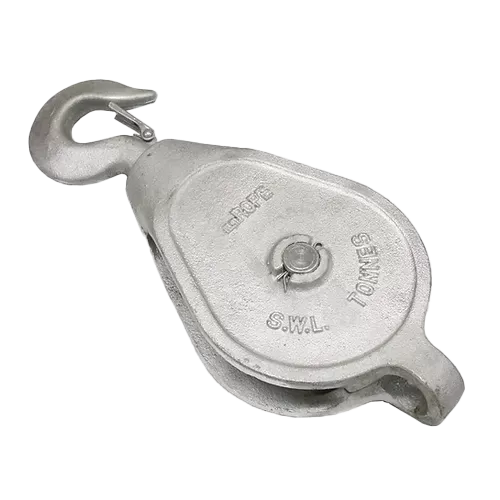 6" Single Wheel Pulley Block with Safety Hook