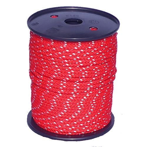 5mm Red Cord with Reflective Strip - sold by the metre