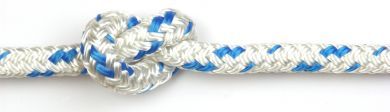 8mm White / Blue Fleck Braid on Braid Polyester Rope sold by the metre